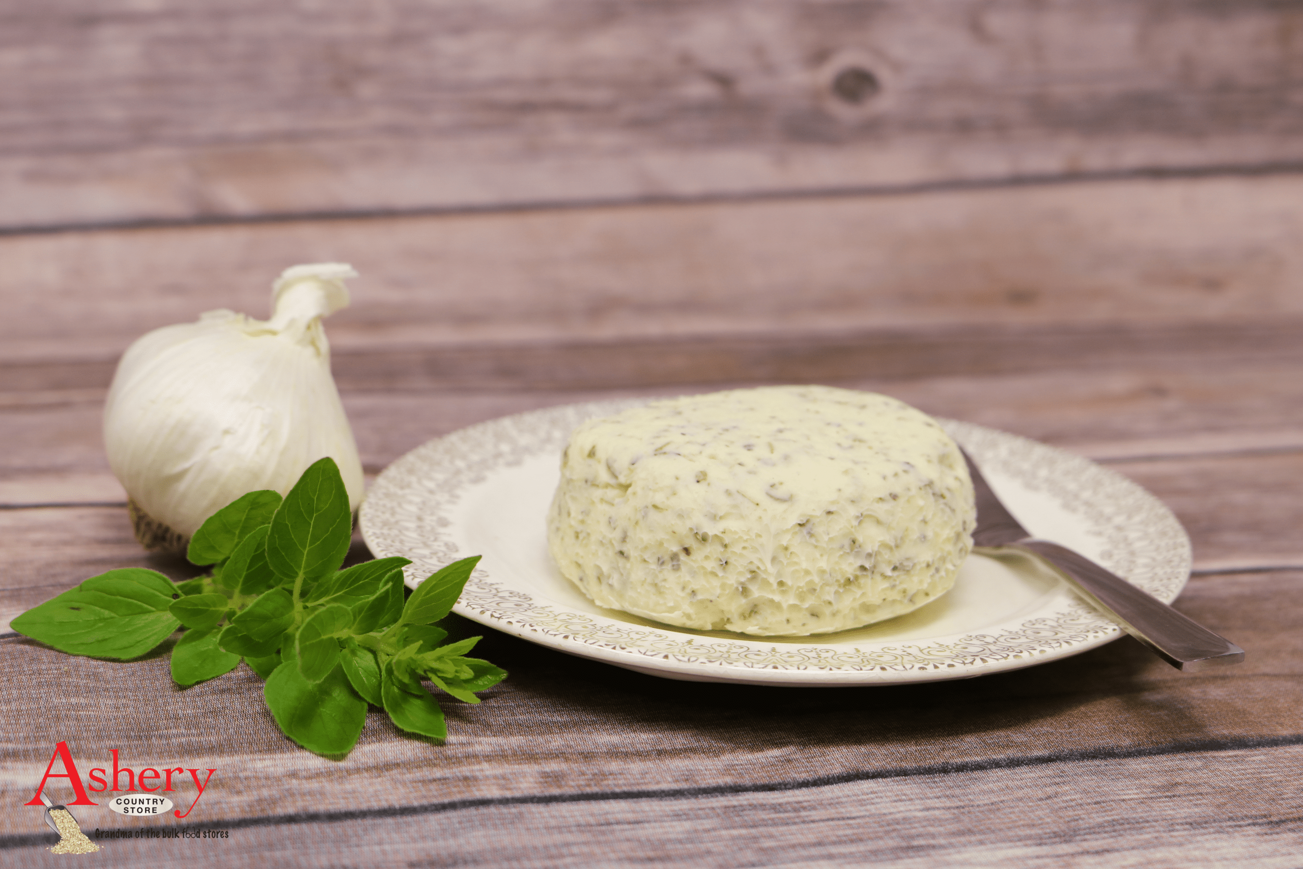 Saucer of Garlic and Herb Butter