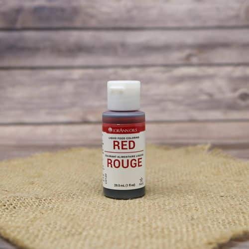 Small bottle of red liquid food coloring